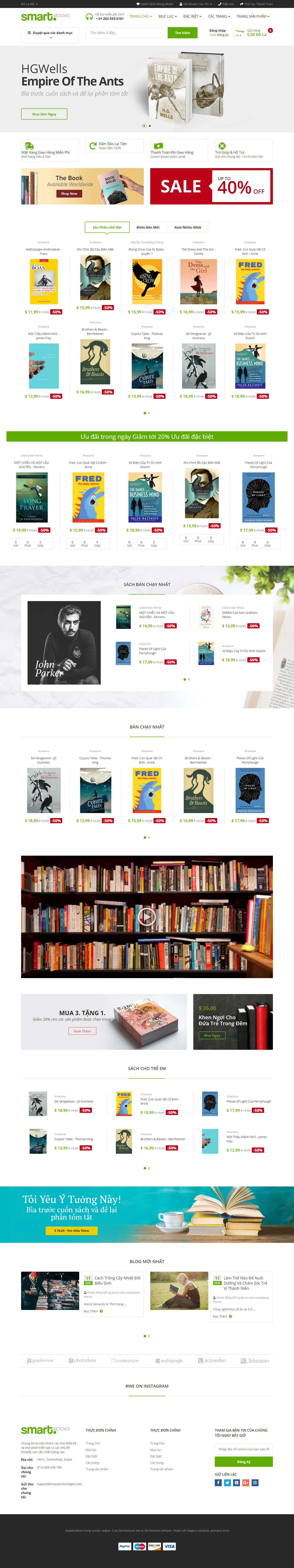 Mẫu website  sách  văn phòng phẩm 009